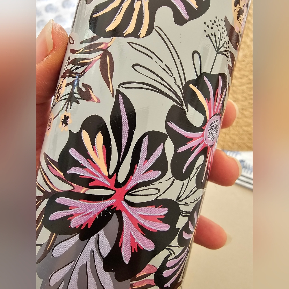GUC Vera Bradley Stainless Steel Water Bottle Sun Washed Tropical Gray Flowers - Picture 7 of 13